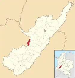 Location of the municipality and town of Nataga in the Huila Department of Colombia.