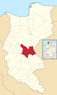 Location of the municipality and town of Sabanas de San Angel in the Department of Magdalena.