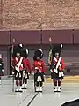 The Colour Party with Lt Busby, Sgt Rivera and 2Lt Fortner shown, participate in the Change of Command Parade on 7 September 2019