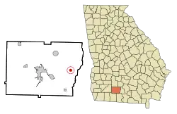 Location in Colquitt County and the state of Georgia