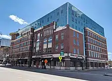 Hampton Inn & Suites Columbus-Downtown incorporates facades of the district's contributing buildings