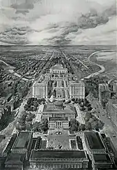 Illustration of the 1908 civic center proposal