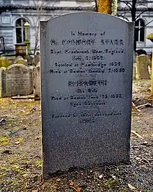 Tombstone of Dr. Comfort Starr and wife Elizabeth.