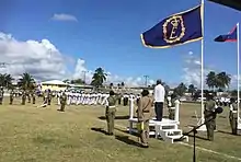 The Queen's personal flag flying at the Commonwealth Day parade in Belize City, 2019