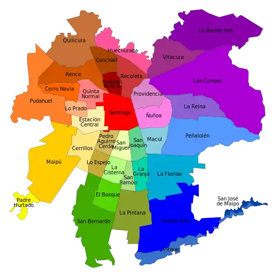 Map of Santiago communes