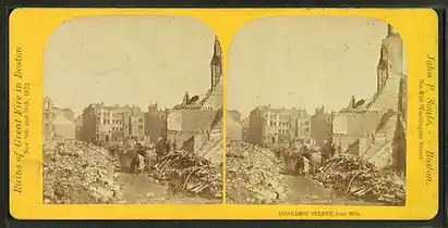 Congress St. (looking from Milk St.), after the fire, 1872; photo by John P. Soule