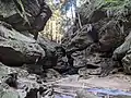 The small waterfall at the head of the gorge