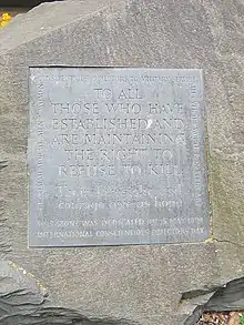 Conscientious Objectors Stone inscription