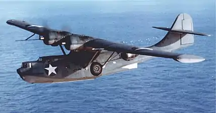 Amphibious Consolidated PBY Catalina with landing gear on the side