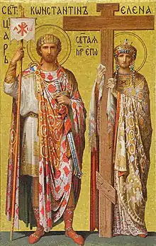 Sts Constantine and Helena, Holy Equals-to-the-Apostles (Mosaic in Saint Isaac's Cathedral, St. Petersburg, Russia).