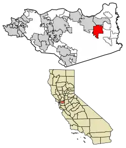 Location of Brentwood in Contra Costa County, California.