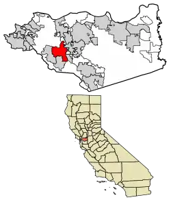 Location of Lafayette in Contra Costa County, California