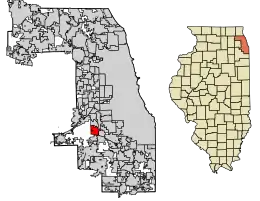 Location of Palos Hills in Cook County, Illinois.