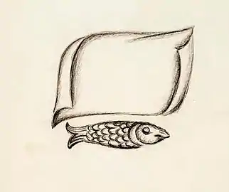 Copy of a decorative motif (fish) from a synagogue