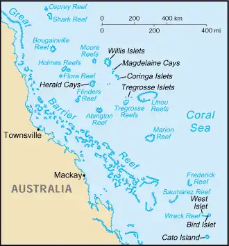 Map of the Coral Sea Islands