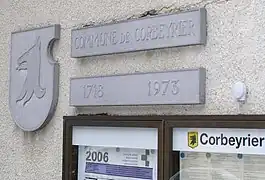 Municipality of Corbeyrier insignia on the village square