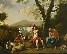 Mercury lulling Argus with his music by Circle of Cornelius van Poelenburgh (c. 1650)