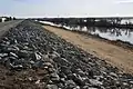 Riprap protecting a levee