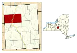 Location within Cortland County and New York