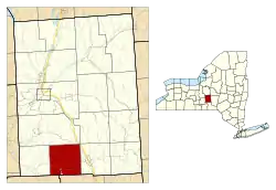 Location within Cortland County and New York