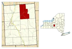 Location within Cortland County and New York