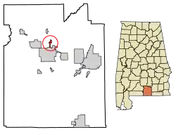 Location of Heath in Covington County, Alabama.