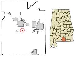 Location of Libertyville in Covington County, Alabama.