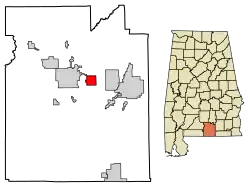 Location of Sanford in Covington County, Alabama.