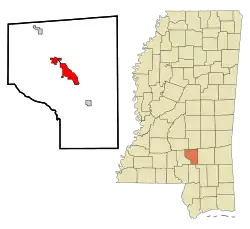 Location of Collins, Mississippi