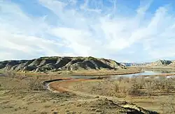 Cow Creek flowing into the Missouri River in Missouri Breaks, Montana