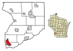 Location of Prairie du Chien in Crawford County, Wisconsin.