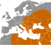 Map of Cro-Magnon migration, stage -32 000.