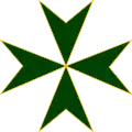 Cross of the order, a green Maltese cross, also included in the flag of the Volunteers Corps.