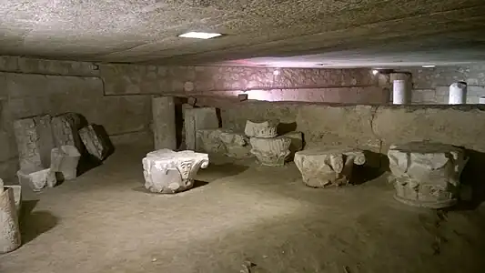 The crypt, with fragments of Romanesque columns