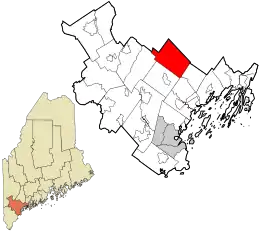 Location in Cumberland County and the state of Maine.