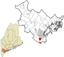 Location in Cumberland County and the state of Maine.