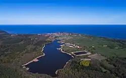 Lake Chaika and Rybachy, aerial view