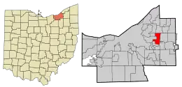 Location in Cuyahoga County and the state of Ohio.