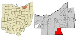 Location in Cuyahoga County and the state of Ohio