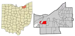 Location in Cuyahoga County and the state of Ohio.