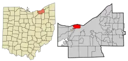 Location in Cuyahoga County and the state of Ohio.