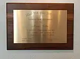 Plaque commemorating the awarding to Maria Callas of a life membership to the Dallas Civic Opera (today known as Dallas Opera). Dated 12 September 1968.