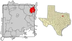 Location in Dallas County and the state of Texas