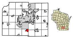 Location of Oregon in Dane County, Wisconsin.