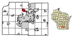 Location of Waunakee in Dane County, Wisconsin