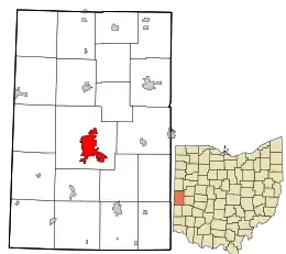 Location in Darke County and the state of Ohio.