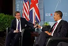 Prime Minister David Cameron and President Barack Obama at a bilateral meeting during the G20 Summit in Toronto, 2010