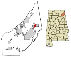 Location of Valley Head in DeKalb County, Alabama.