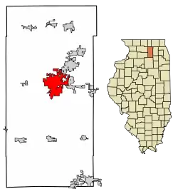 Location of DeKalb in DeKalb County, Illinois.