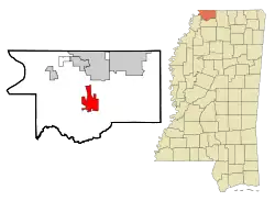 Location of Hernando, Mississippi